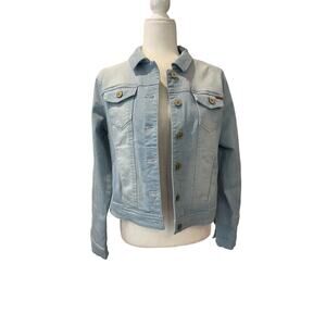 Isaac Mizrahi Live! True Denim Classic Jean Jacket Bleached Indigo Size 4